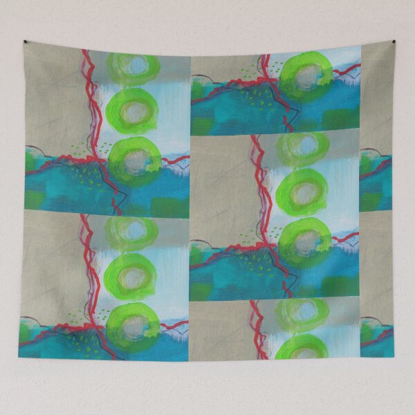 Item preview, Colorful Abstract Painted Design with Organic Shapes, Circles, Lines, and Dots designed and sold by NancyMerkle.
