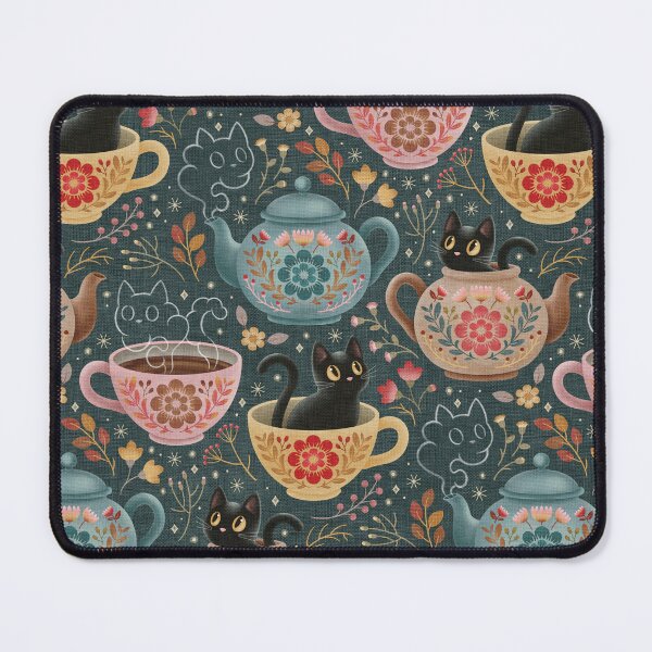 Item preview, Teatime with Felines in Folk Flora designed and sold by Perrin Le Feuvre.