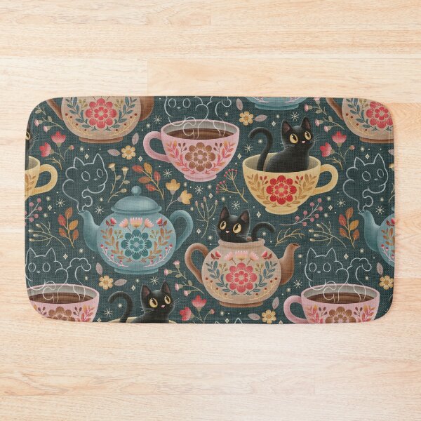 Item preview, Teatime with Felines in Folk Flora  designed and sold by Perrin Le Feuvre.