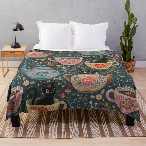 Item preview, Teatime with Felines in Folk Flora designed and sold by Perrin Le Feuvre.