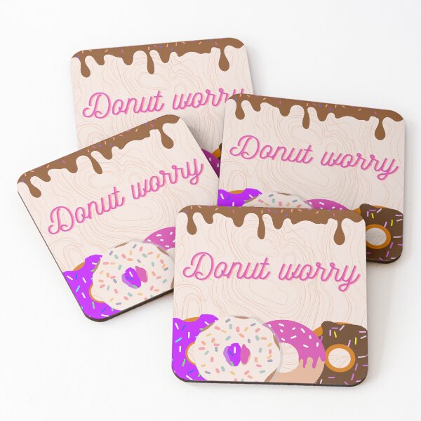Item preview, Donuts with "Donut Worry" Sign designed and sold by MisiuKolorowy.