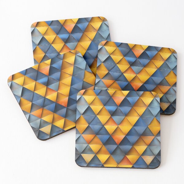 Item preview, Geometric patterns in vibrant hues of blue and yellow designed and sold by Print2Harbor.