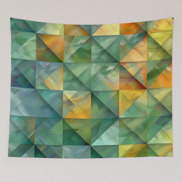 Item preview, Geometric patterns in vibrant hues of green and yellow designed and sold by Print2Harbor.