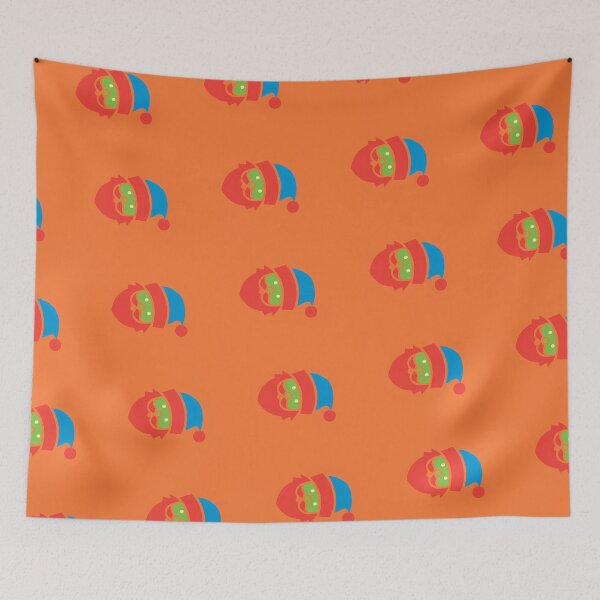 Artikelvorschau, Bunte Weihnachtsmänner auf orange Muster entworfen und verkauft von PatternsPalette.