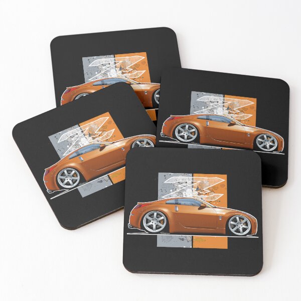 Item preview, Cartooned Artwork of Nissan 350Z in Orange (dark background) designed and sold by Petrolhead T-Shirts and Art.