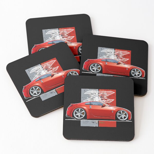 Item preview, Cartooned Artwork of Nissan 350Z in Red. (dark background) designed and sold by Petrolhead T-Shirts and Art.