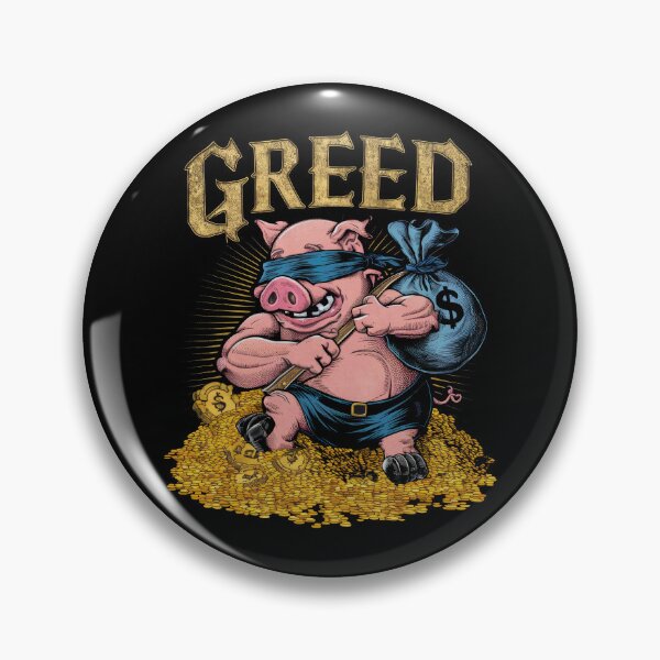 Item preview, Greedy Pig Blinded by Greed - Anti-Greed (Vintage Style) designed and sold by AmorcitoDesigns.