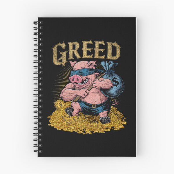 Item preview, Greedy Pig Blinded by Greed - Anti-Greed (Vintage Style) designed and sold by AmorcitoDesigns.