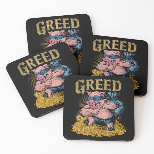 Item preview, Greedy Pig Blinded by Greed - Anti-Greed (Vintage Style) designed and sold by AmorcitoDesigns.