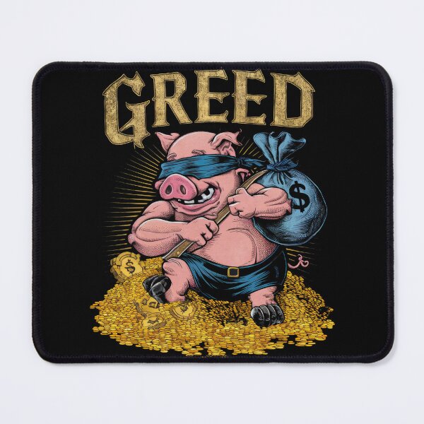 Item preview, Greedy Pig Blinded by Greed - Anti-Greed (Vintage Style) designed and sold by AmorcitoDesigns.