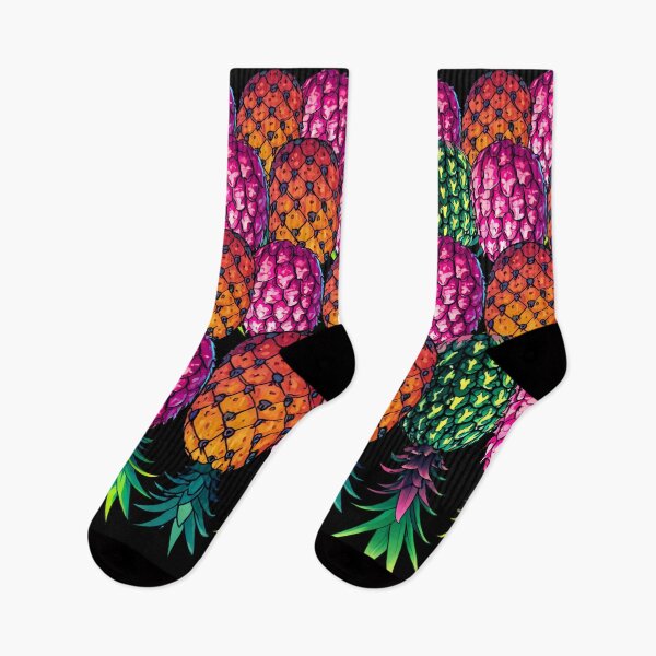 Item preview, Colorful Upside Down Pineapples In A Row | Black designed and sold by JLEmporium.