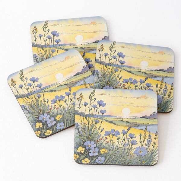 Item preview, Wild flower field and a beautiful sunset sky designed and sold by DreamingAwake1.