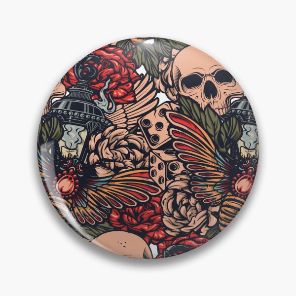 Item preview, Skull and Bee Tattoo Dice Lamp Pattern Art designed and sold by THE OTAKU SHOP.