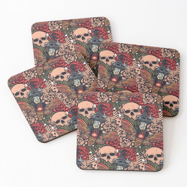 Item preview, Skull and Bee Tattoo Dice Lamp Pattern Art designed and sold by THE OTAKU SHOP.