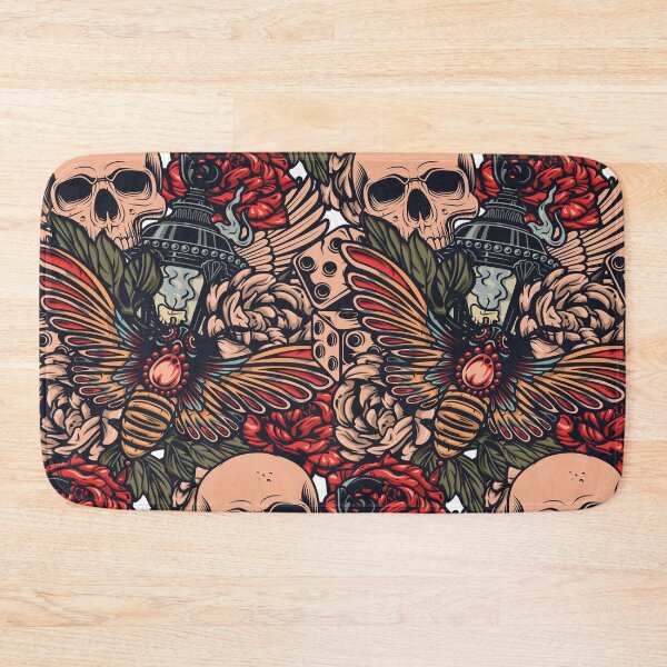 Item preview, Skull and Bee Tattoo Dice Lamp Pattern Art designed and sold by THE OTAKU SHOP.