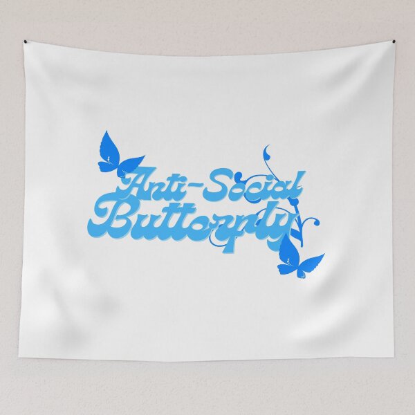 Item preview, Anti-Social Butterfly Light Blue Font designed and sold by tranquil-haven.