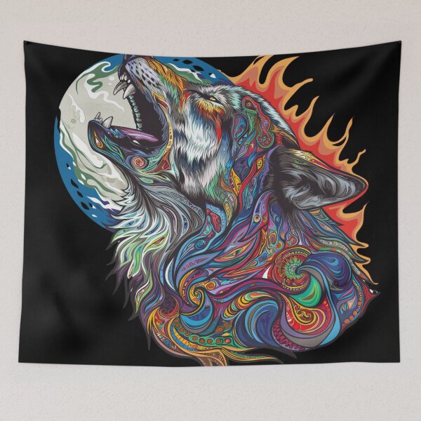 Item preview, Psychedelic Howling Wolf designed and sold by SmallOwlDesign.