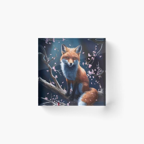 Artikelvorschau, Fuchs-Portrait. Fuchs mit Kirschblüte, Blumenfuchs, Vintage-Fuchs, Fuchs-Malerei, Caravaggio-Stil entworfen und verkauft von FoxVibes.