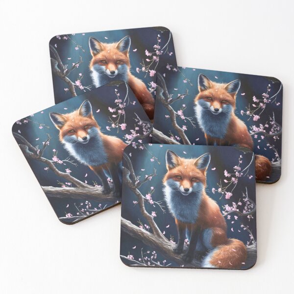 Artikelvorschau, Fuchs-Portrait. Fuchs mit Kirschblüte, Blumenfuchs, Vintage-Fuchs, Fuchs-Malerei, Caravaggio-Stil entworfen und verkauft von FoxVibes.