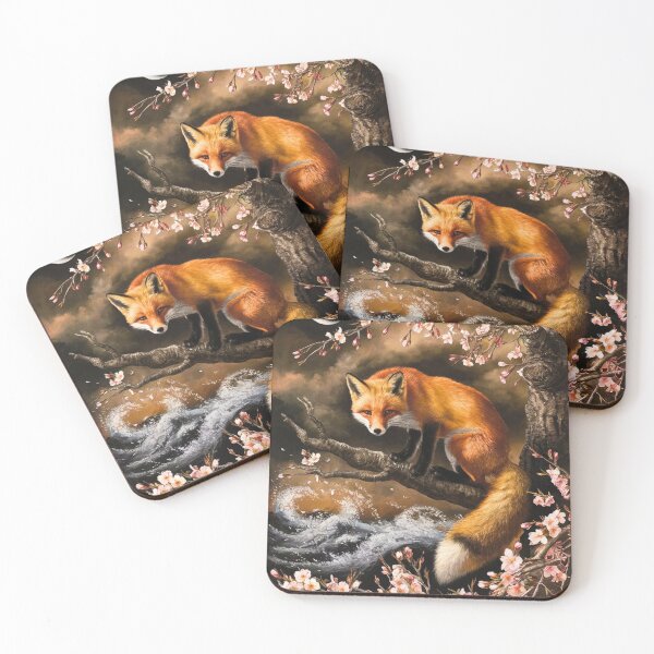 Artikelvorschau, Fuchs-Portrait. Fuchs mit Kirschblüte, Blumenfuchs, Vintage-Fuchs, Fuchs-Malerei, Caravaggio-Stil entworfen und verkauft von FoxVibes.