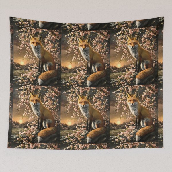 Artikelvorschau, Fuchs-Portrait. Fuchs mit Kirschblüte, Blumenfuchs, Vintage-Fuchs, Fuchs-Malerei, Caravaggio-Stil entworfen und verkauft von FoxVibes.