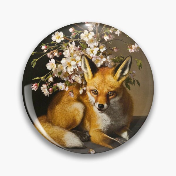 Artikelvorschau, Fuchs-Portrait. Fuchs mit Kirschblüte, Blumenfuchs, Vintage-Fuchs, Fuchs-Malerei, Caravaggio-Stil entworfen und verkauft von FoxVibes.