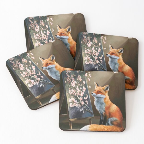 Artikelvorschau, Fuchs-Portrait. Fuchs mit Kirschblüte, Blumenfuchs, Vintage-Fuchs, Fuchs-Malerei, Caravaggio-Stil entworfen und verkauft von FoxVibes.