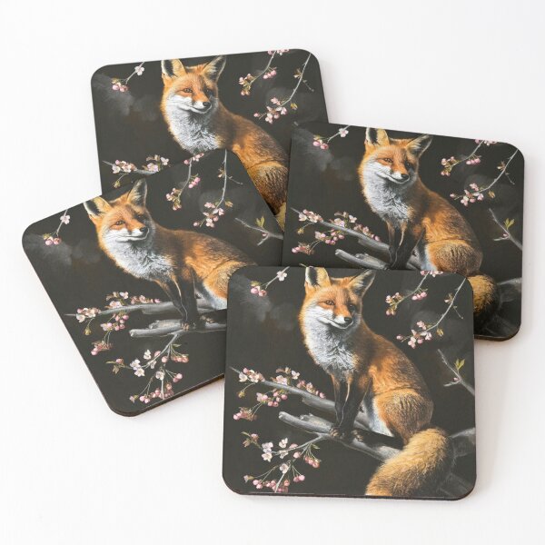 Artikelvorschau, Fuchs-Portrait. Fuchs mit Kirschblüte, Blumenfuchs, Vintage-Fuchs, Fuchs-Malerei, Caravaggio-Stil entworfen und verkauft von FoxVibes.