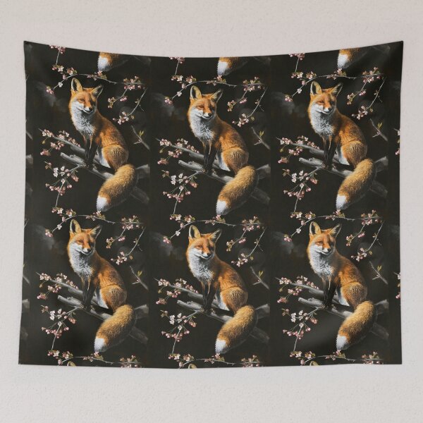 Artikelvorschau, Fuchs-Portrait. Fuchs mit Kirschblüte, Blumenfuchs, Vintage-Fuchs, Fuchs-Malerei, Caravaggio-Stil entworfen und verkauft von FoxVibes.