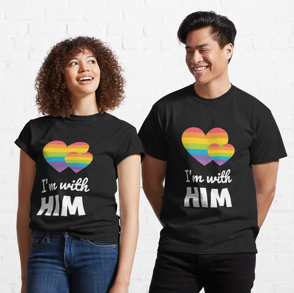 I m With Him LGBTQ Rainbow Gay Couple T Shirt