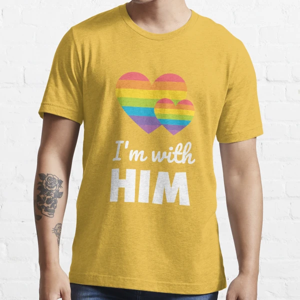 I'm With Him LGBTQ Rainbow Gay Couple T Shirt Essential T-Shirt for Sale  by allsortsmarket