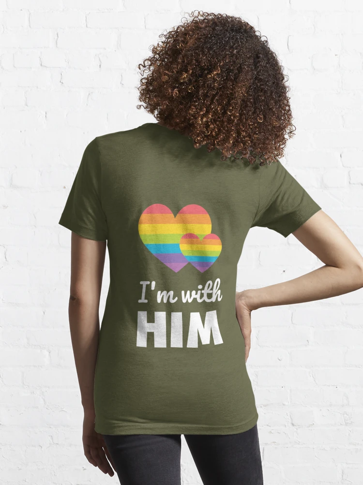 Mens I'm His rainbow half heart matching Left side t-shirt