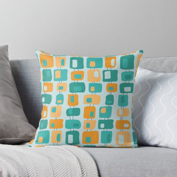 Item preview, Funky Squares Retro Pattern Aqua, Teal, Orange designed and sold by trdstudio.
