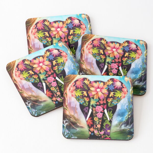 Artikelvorschau, Elefantensilhouette. Blumenelefant, Fantasieelefant, bunter Elefant entworfen und verkauft von ElephantVibes.