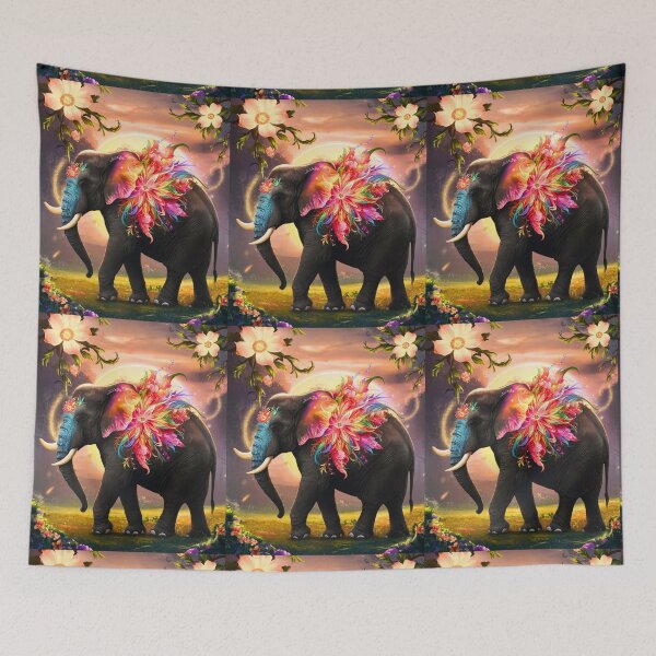 Item preview, Elephant Silhouette. Floral elephant, Fantasy Elephant, colorful elephant designed and sold by ElephantVibes.