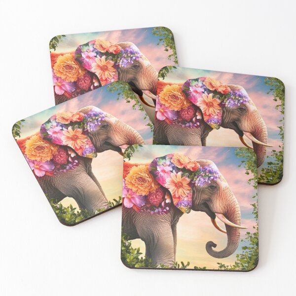Item preview, Elephant Silhouette. Floral elephant, Fantasy Elephant, colorful elephant designed and sold by ElephantVibes.