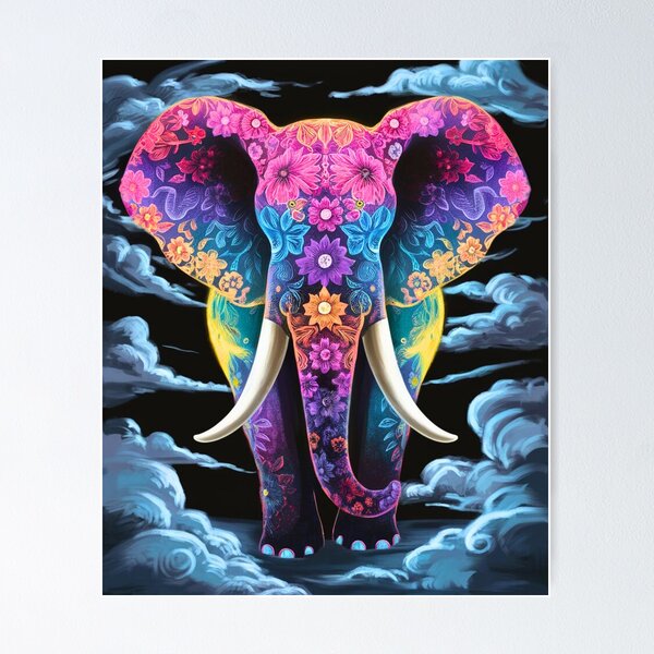 Item preview, Elephant Silhouette. Floral elephant, Fantasy Elephant, colorful elephant designed and sold by ElephantVibes.