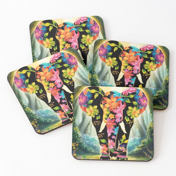 Artikelvorschau, Elefantensilhouette. Blumenelefant, Fantasieelefant, bunter Elefant entworfen und verkauft von ElephantVibes.