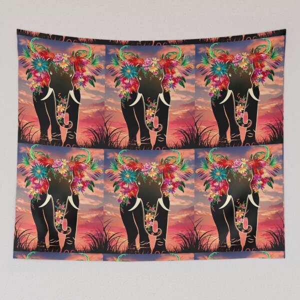 Item preview, Elephant Silhouette. Floral elephant, Fantasy Elephant, colorful elephant designed and sold by ElephantVibes.