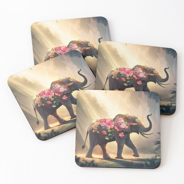 Artikelvorschau, Elefantensilhouette. Blumenelefant, Fantasieelefant, bunter Elefant entworfen und verkauft von ElephantVibes.