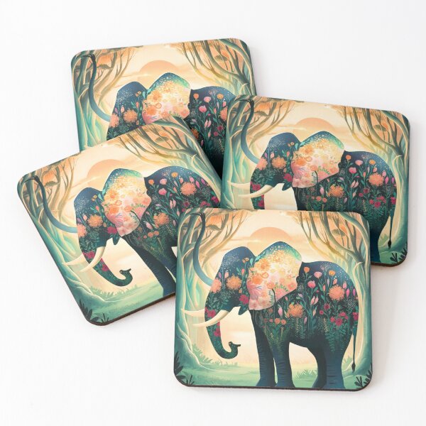 Artikelvorschau, Elefantensilhouette. Blumenelefant, Fantasieelefant, bunter Elefant entworfen und verkauft von ElephantVibes.
