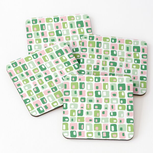 Item preview, Funky Squares Retro Pattern Pink and Green designed and sold by trdstudio.