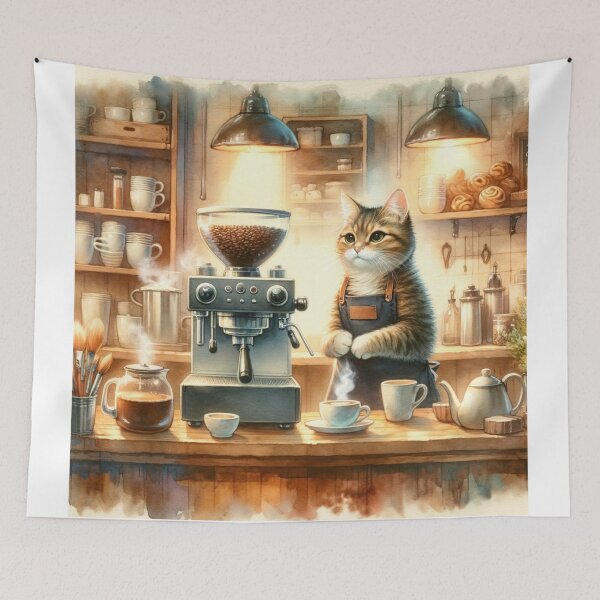 Item preview, Cat barista designed and sold by NTKSHOP11.