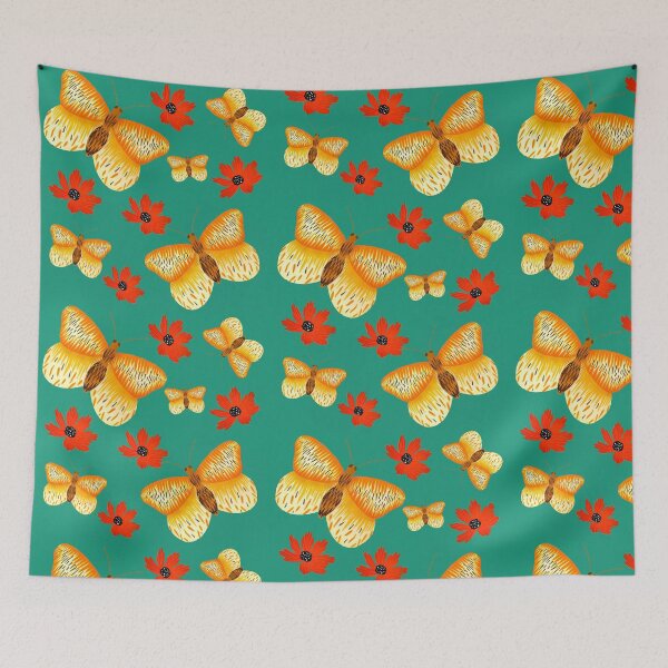 Item preview, Yellow Butterflies and Red Flowers designed and sold by BeUniqueByRomy.