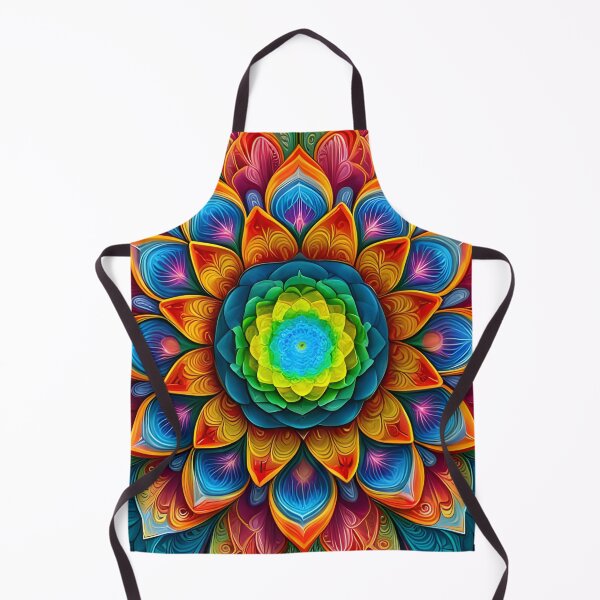 Aperçu de l'œuvre Mandala multicolore avec centre radiant créée et vendue par MandalasShops.