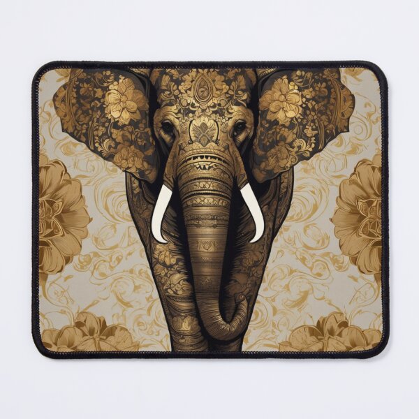 Item preview, antique style golden flower pattern elephant designed and sold by Artchara..