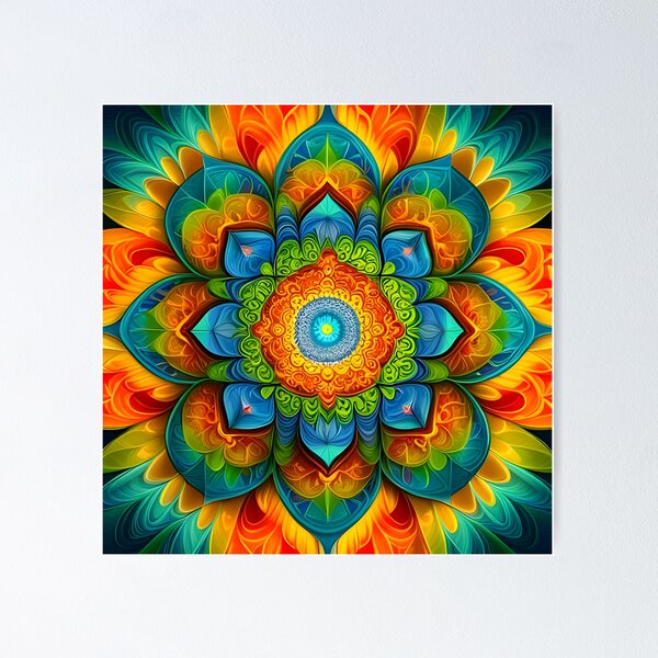 Aperçu de l'œuvre Mandala d'énergie rayonnante multicolore créée et vendue par MandalasShops.