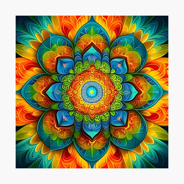 Aperçu de l'œuvre Mandala d'énergie rayonnante multicolore créée et vendue par MandalasShops.