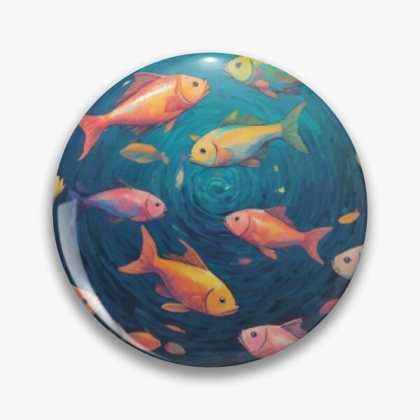 Item preview, School of Vibrant Colorful Fish in circle design in watercolor paint designed and sold by EmeraldCauldren.