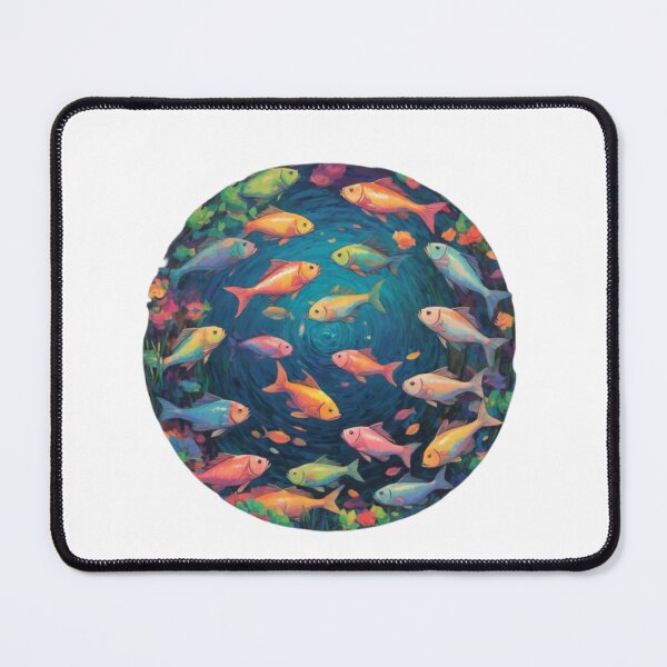 Item preview, School of Vibrant Colorful Fish in circle design in watercolor paint designed and sold by EmeraldCauldren.